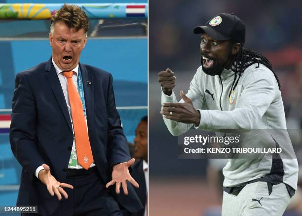 In this combination of file pictures created in Doha on November 18 ahead of the Qatar 2022 World Cup Group A football match between Netherlands and...