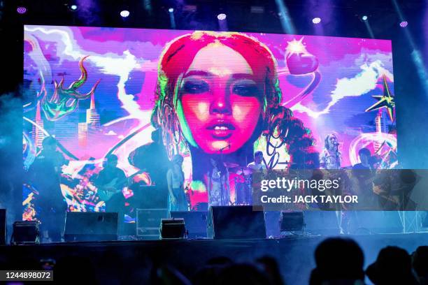 Thai rapper Milli performs on stage at the Maho Rasop music festival in Bangkok on November 19, 2022.