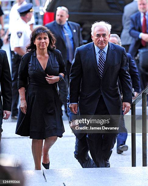 Anne Sinclair and Dominique Strauss-Kahn arrive to Manhattan Criminal Court to attend a status hearing on the sexual assault charges against...