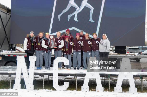Team members of the University of Chicago Maroons pose during the Division III Mens and Womens Cross Country Championships held at Forest Akers on...