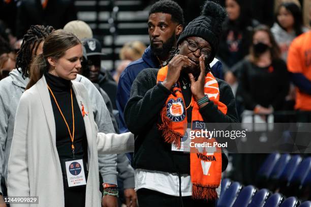 Family members arrive for a memorial service for three slain University of Virginia football players Lavel Davis Jr., DSean Perry and Devin Chandler...