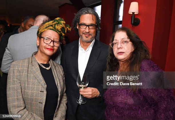 Leila Bertrand, David Olusoga and Betty Lowenthal attend a special screening of 'Descendant' at the Picturehouse Central on November 19, 2022 in...