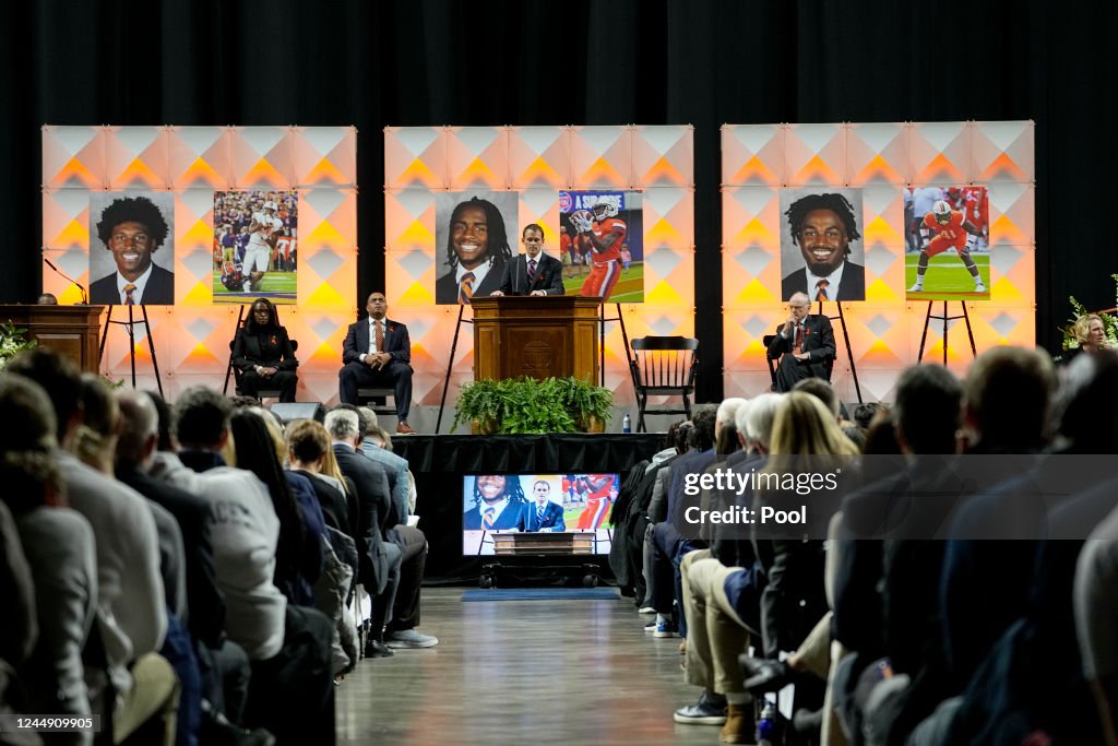 Memorial Held For University Of Virginia Football Players Killed In Shooting On Sunday Night
