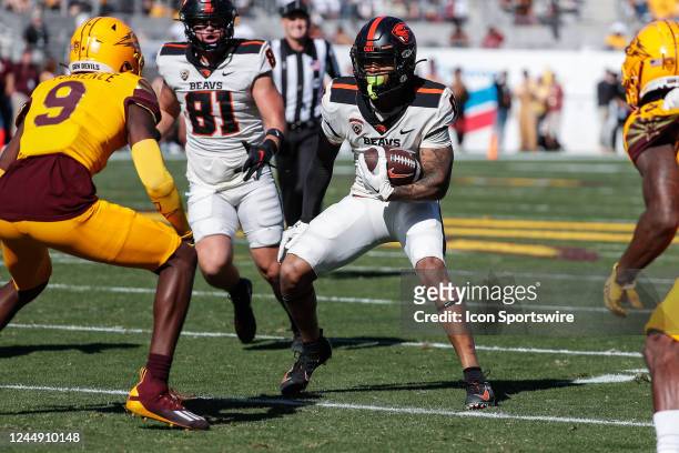 Oregon State Beavers running back Damien Martinez makes a move on a defender during the college football game between the Oregon State Beavers and...
