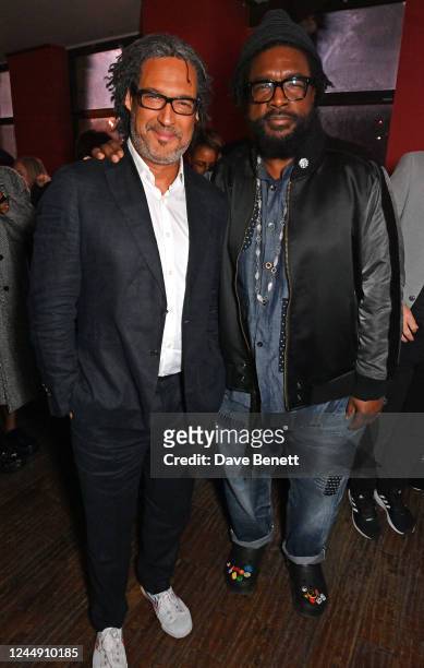 David Olusoga and Ahmir "Questlove" Thompson attend a special screening of 'Descendant' at the Picturehouse Central on November 19, 2022 in London,...