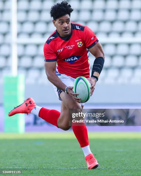 Afusipa Taumoepeau in action during the Autumn International match between Tonga and Uruguay at Arc de Triomphe Stadium on November 19, 2022 in...