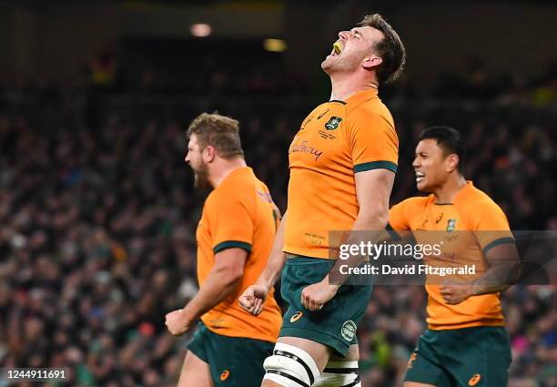 Dublin , Ireland - 19 November 2022; Nick Frost of Australia celebrates during the Bank of Ireland Nations Series match between Ireland and Australia...