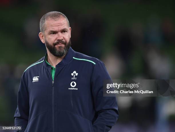Ireland head coach Andy Farrell pictured before the Autumn International match between Ireland and Australia at Aviva Stadium on November 19, 2022 in...