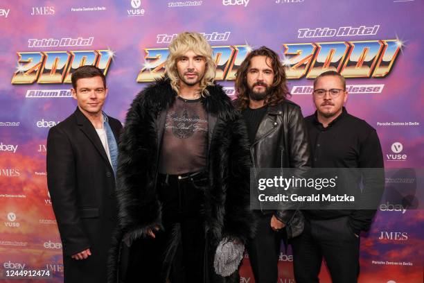 Georg Listing, Bill Kaulitz, Tom Kaulitz and Gustav Schäfer of Tokio Hotel attend the Tokio Hotel album release party at JMES Club on November 19,...