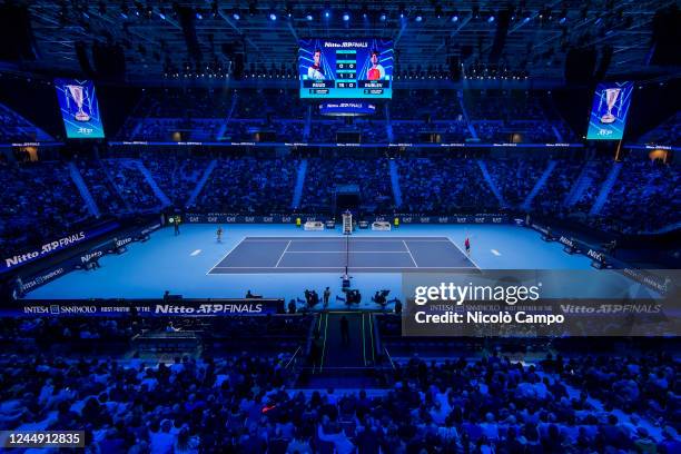 General view inside Pala Alpitour is seen during semi-final match between Casper Ruud of Norway and Andrey Rublev of Russia during day seven of the...