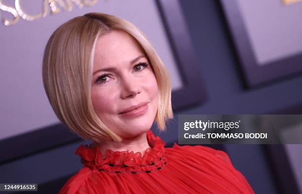 Actress Michelle Williams arrives for the Academy of Motion Picture Arts and Sciences' 13th Annual Governors Awards at the Fairmont Century Plaza in...