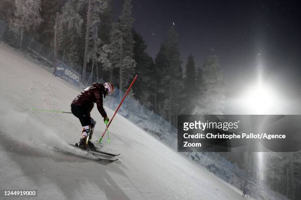 Petra Vlhova of Team Slovakia inspects the course during the Audi FIS Alpine Ski World Cup Women's Slalom on November 20, 2022 in Levi, Finland.