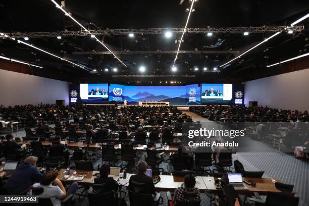 General view of the closing session of UN climate summit COP27 held in Sharm el-Sheikh as COP27 President and Egyptian Foreign Minister Sameh Shoukry...