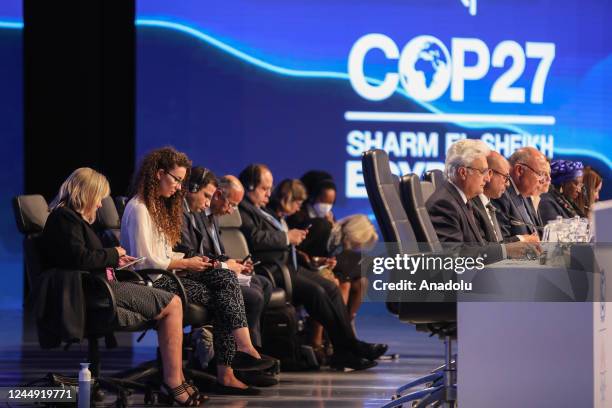 Representatives of countries are seen during the closure session of the United Nations Climate Summit COP27 in Sharm el-Sheikh, Egypt on November 20,...