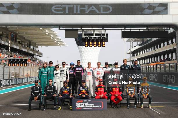 Formula 1 drivers pose for the end of year photo ahead of the Formula 1 Abu Dhabi Grand Prix at Yas Marina Circuit in Abu Dhabi, United Arab Emirates...