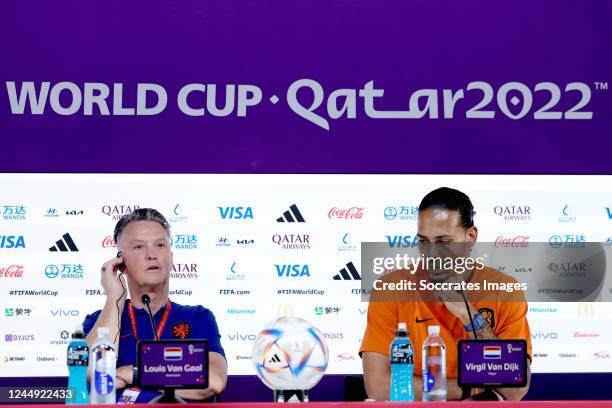 Coach Louis van Gaal of Holland, Virgil van Dijk of Holland during the Training MenPress Conference Holland at the Main Media Centre on November 20,...