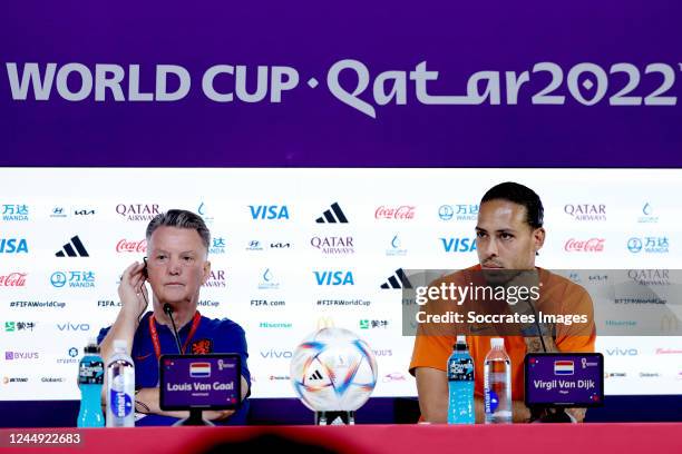 Coach Louis van Gaal of Holland, Virgil van Dijk of Holland during the Training MenPress Conference Holland at the Main Media Centre on November 20,...