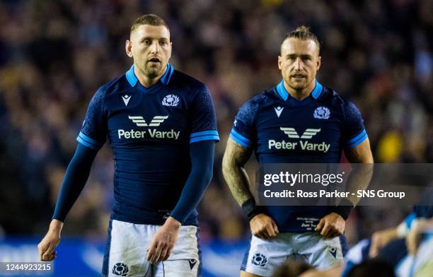 Finn Russell and Stuart Hogg in action for Scotland during an Autumn Nations Series match between Scotland and Argentina at BT Murrayfield, on...