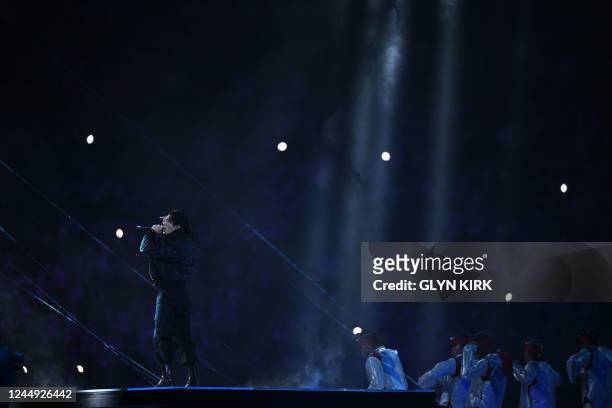 South Korean singer Jung Kook performs during the opening ceremony ahead of the Qatar 2022 World Cup Group A football match between Qatar and Ecuador...