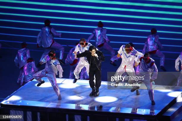 South Korean band BTS performs during the official opening ceremony of FIFA World Cup Qatar 2022 ahead of the opening match between Qatar and Ecuador...