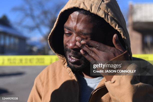 Joshua Thurman, of Colorado Springs, reacts the morning after a mass shooting at Club Q, an LGBTQ nightclub in Colorado Springs, Colorado, on...