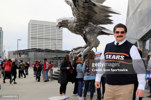 Bears fan dresses up as Bears great Mike Ditka before the Sunday afternoon NFL game between the Chicago Bears and the Atlanta Falcons on November 20,...