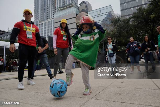 Soccer activation during the FIFA Fan Festival Mexico Corona on the esplanade of the Monument to the Revolution in Mexico City, on the occasion of...