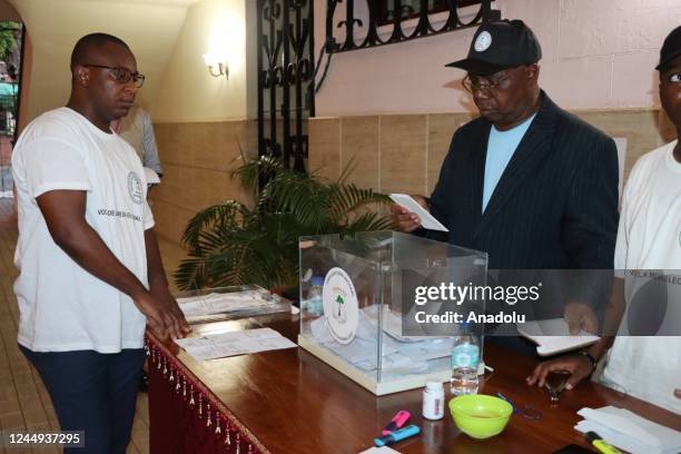 Electoral officials count votes as the voting ends for presidential, legislative elections in Malabo, Equatorial Guinea on November 20, 2022.