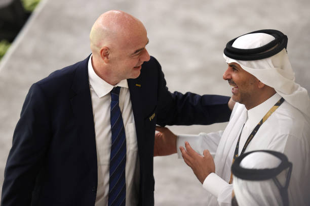 President Gianni Infantino during the FIFA World Cup Qatar 2022 Group A match between Qatar and Ecuador at Al Bayt Stadium on November 20, 2022 in Al...