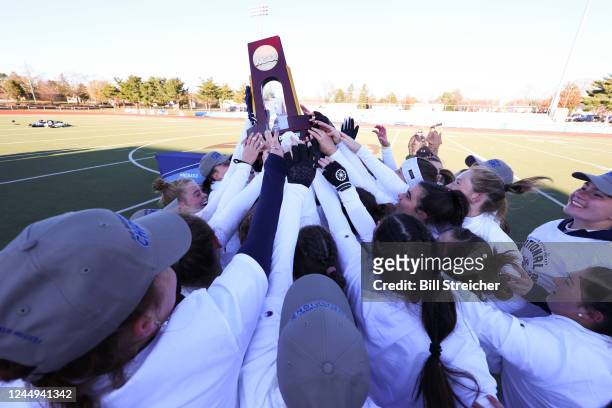 The Middlebury College Panthers celebrate winning the Division III Womens Field Hockey Championship against the Johns Hopkins Blue Jays held at...
