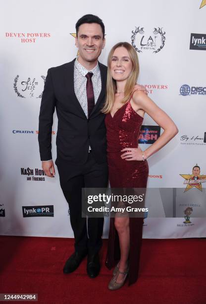 Kash Hovey and Ariana Tejero attend Kash Hovey And Friends At Film Fest LA At LA Live 2022 on November 19, 2022 in Los Angeles, California.