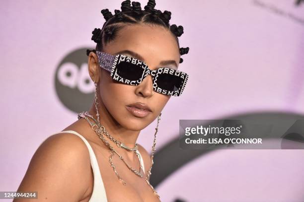 Singer Tinashe arrives for the 50th Annual American Music Awards at the Microsoft Theater in Los Angeles, California, on November 20, 2022.