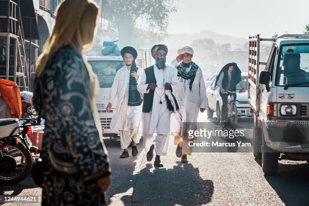 Taliban morality police patrol the streets to enforce dress attire and conduct as laid up by the Ministry for the Promotion of Virtue and Prevention...