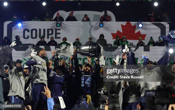 Toronto Argonauts beat the Winnipeg Blue Bombers 24-23 in the Canadian Football Leagues championship, the Grey Cup at Mosaic Stadium in Regina,...