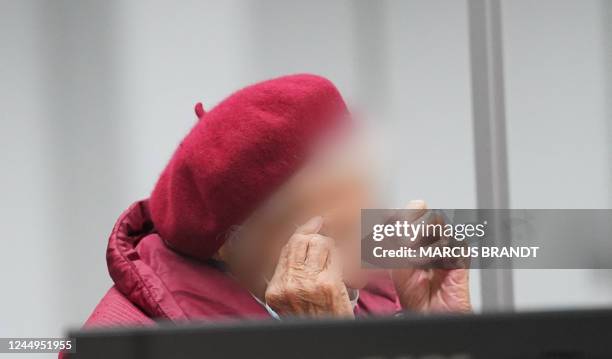 Defendant Irmgard F, a former secretary for the SS commander of the Stutthof concentration camp, waits for the continuation of her trial at court in...