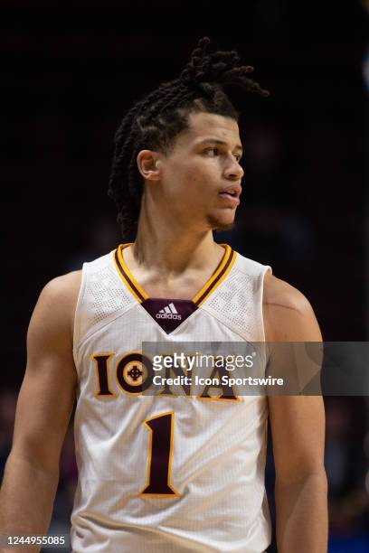 Iona Gaels guard Walter Clayton Jr. Looks on during a Basketball Hall of Fame Showcase college basketball game between the Iona Gaels and the Vermont...