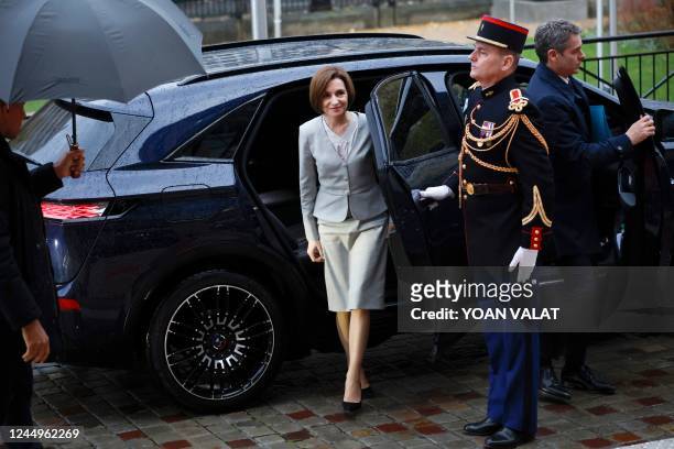 Moldovan President Maia Sandu arrives at the Ministerial Conference Centre ahead of the third ministerial conference of platform support for Moldavia...