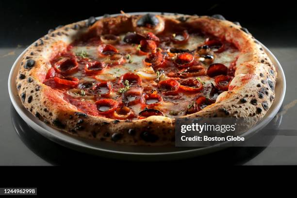 Cambridge, MA Pepperoni pizza at Si Cara restaurant in Central Square.