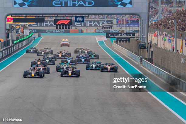 Race start at Formula 1 Etihad Airways Abu Dhabi Grand Prix on Nov 20, 2022 in Yas Marina Circuit, Abu Dhabi, UAE.