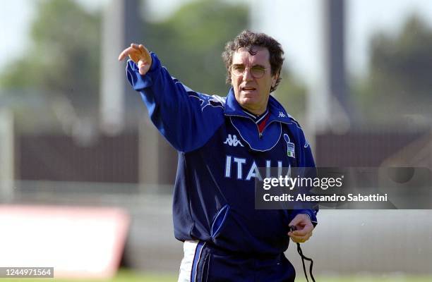 Dino Zoff head coach of Italy gestures during the European Championship 2000 .