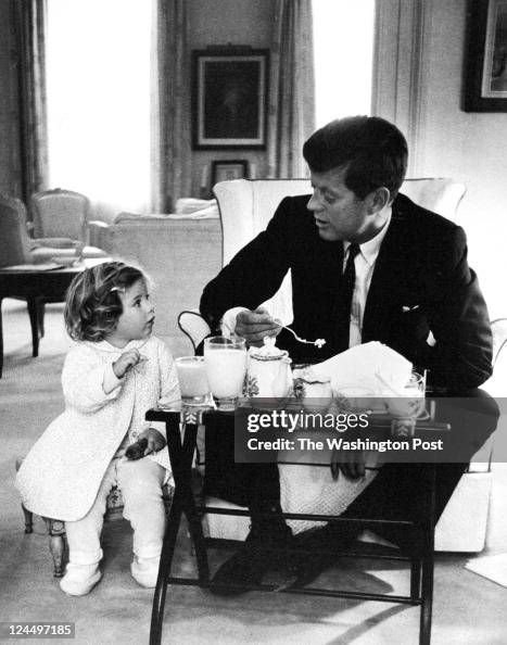 U.S. President John F. Kennedy and daughter Caroline converge at ...