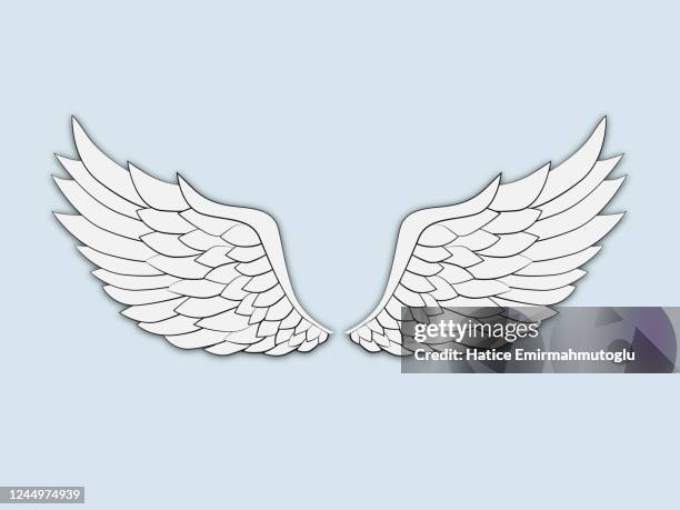 angel wings on colorful background - costume wing stock illustrations