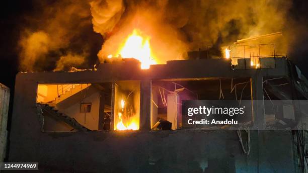 View from a burning house where the fire caused by the explosion in the gas tank resulted with the death of at least 4 people and injured 26 people...