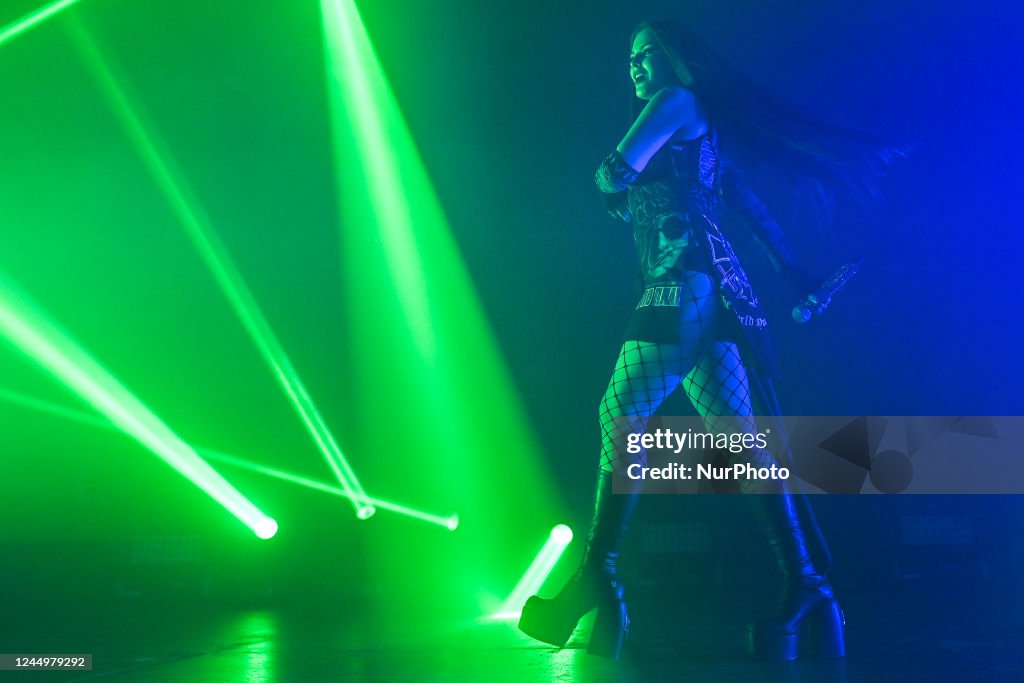 Russian Rave Dancing Sonya Tayurskaya of Little Big, a Russian rave band, seen during the ...