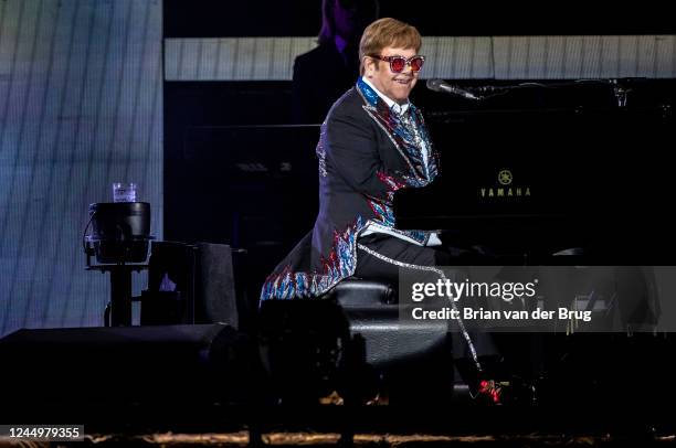 November 20, 2022 - Elton John performs in concert, the last of 3-night stand to finish the American leg of his farewell tour at Dodger Stadium on...