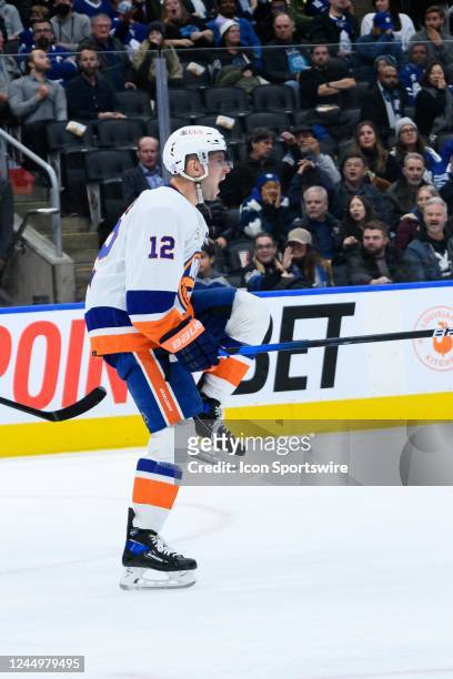 New York Islanders Left Wing Josh Bailey celebrates after scoring the game tying goal during the third period of the NHL regular season game between...