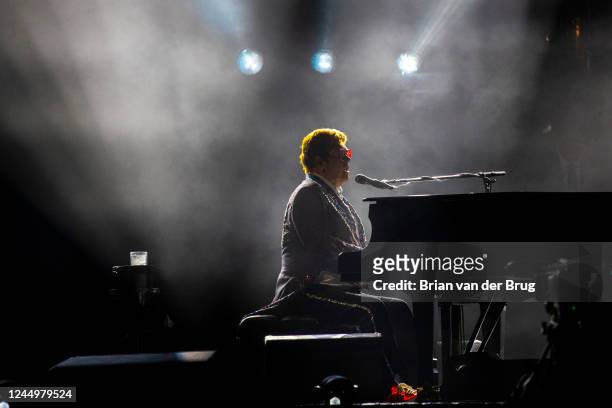 November 20, 2022 - Elton John performs in concert, the last of 3-night stand to finish the American leg of his farewell tour at Dodger Stadium on...