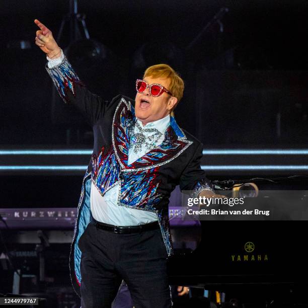 November 20, 2022 - Elton John performs in concert, the last of 3-night stand to finish the American leg of his farewell tour at Dodger Stadium on...