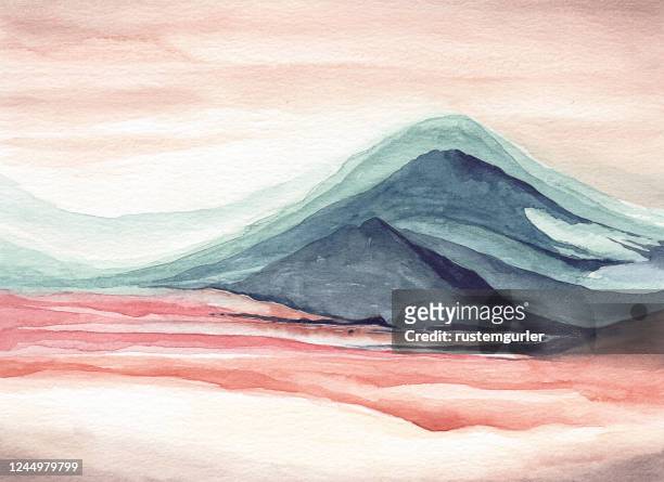 abstract watercolor landscape - modern art stock illustrations