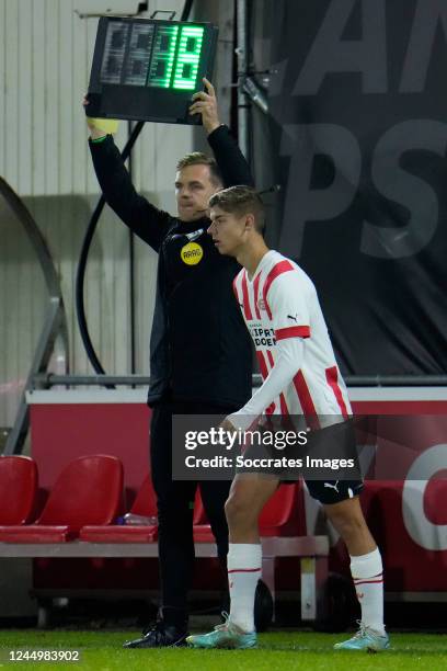 Tim van den Heuvel of PSV U23 during the Dutch Keuken Kampioen Divisie match between PSV U23 v Utrecht U23 at the De Herdgang on November 17, 2022 in...